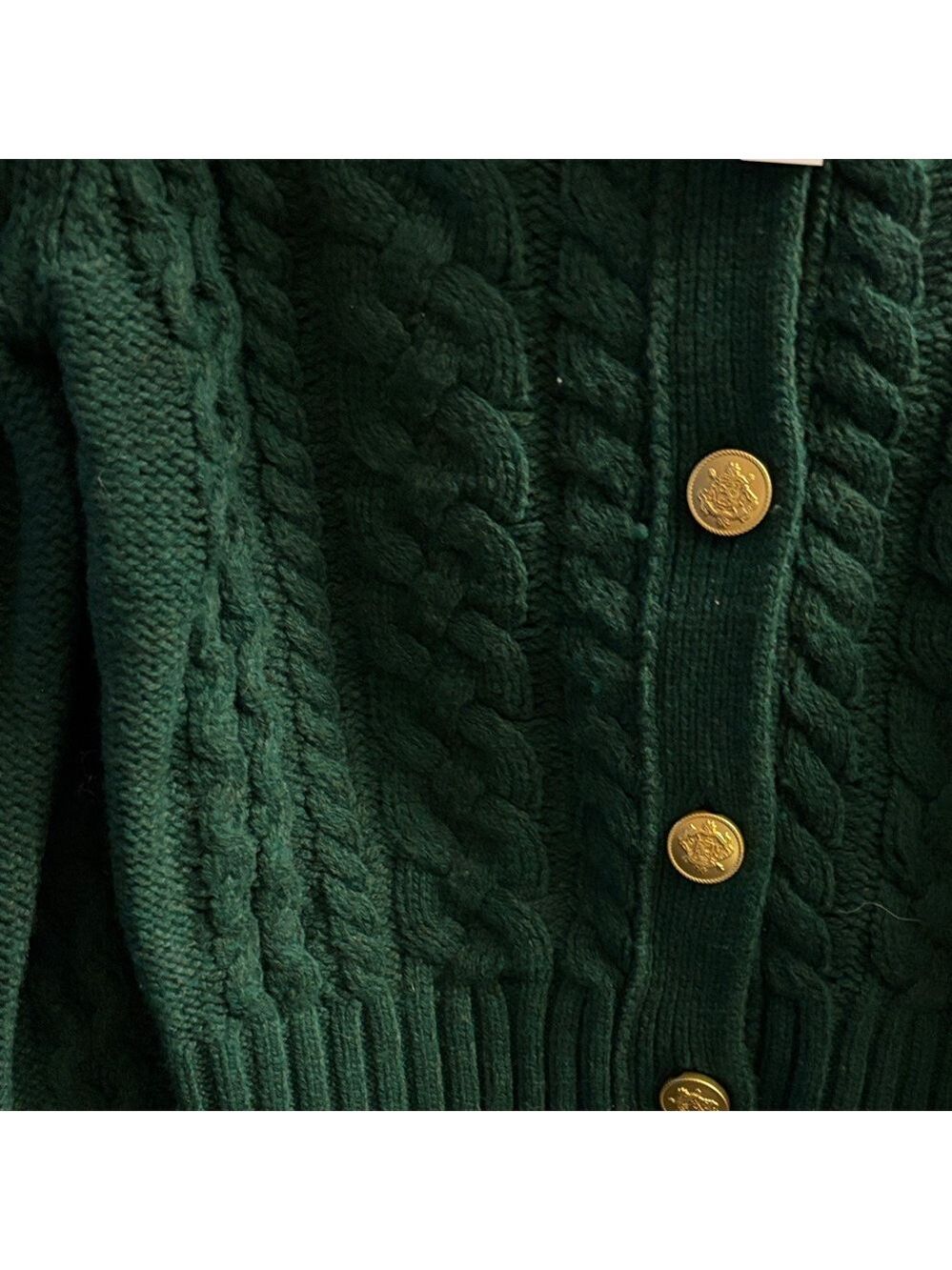 J. Crew Dark Green Cable Knit Cardigan - Picture 3 of 5